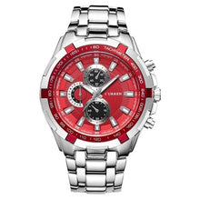 Load image into Gallery viewer, Big Dial Steel Watch For Men Silver Red