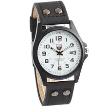 Load image into Gallery viewer, Buttoned Leather Slim Casual Mens Watch Black And White