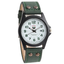 Load image into Gallery viewer, Buttoned Leather Slim Casual Mens Watch Green