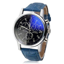 Load image into Gallery viewer, Casual Leather Mens Watch With Blue Glass