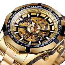 Load image into Gallery viewer, Deep Mechanism Steel Watch For Men Black Golden