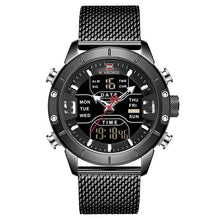 Load image into Gallery viewer, Dual-Clock Alarm Chronograph Steel Watch Led Back-Light Black