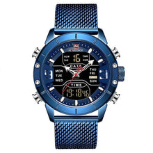 Load image into Gallery viewer, Dual-Clock Alarm Chronograph Steel Watch Led Back-Light Blue