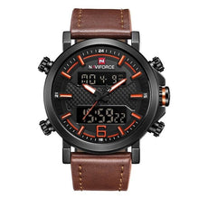 Load image into Gallery viewer, Dual-Clock Chronograph Leather Watch With Led Back-Light Black Orange