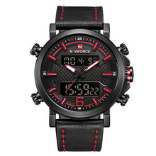 Load image into Gallery viewer, Dual-Clock Chronograph Leather Watch With Led Back-Light Black Red
