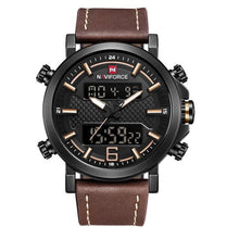 Load image into Gallery viewer, Dual-Clock Chronograph Leather Watch With Led Back-Light Black Yellow