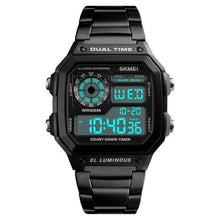 Load image into Gallery viewer, Dual-Clock Stainless Steel Numeric Watch For Men Black