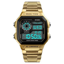 Load image into Gallery viewer, Dual-Clock Stainless Steel Numeric Watch For Men Gold
