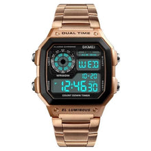 Load image into Gallery viewer, Dual-Clock Stainless Steel Numeric Watch For Men Rose Gold