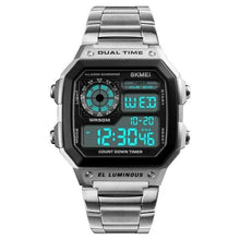 Load image into Gallery viewer, Dual-Clock Stainless Steel Numeric Watch For Men Silver