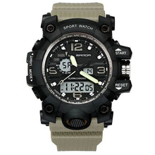 Load image into Gallery viewer, Dual-Clock Waterproof Military Chronograph Khaki