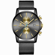 Load image into Gallery viewer, Fashion Rugged Leather Chronograph For Men Stainless Gold Black