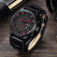 Load image into Gallery viewer, Leather Big Dial Watch For Men Black
