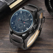 Load image into Gallery viewer, Leather Big Dial Watch For Men Gray