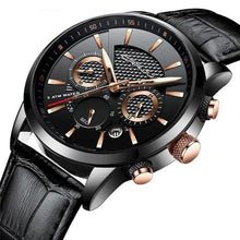 Load image into Gallery viewer, Leather Chronograph For Men Black Gold