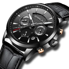 Load image into Gallery viewer, Leather Chronograph For Men Black Silver