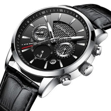 Load image into Gallery viewer, Leather Chronograph For Men Silver Black