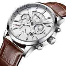 Load image into Gallery viewer, Leather Chronograph For Men Silver White