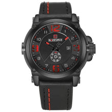 Load image into Gallery viewer, Leather Mens Watch With Additional Stitching Brown Red