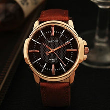 Load image into Gallery viewer, Mens Quartz Businessman Slim Leather Watch Brown Black
