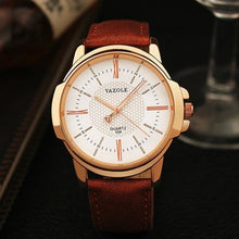 Load image into Gallery viewer, Mens Quartz Businessman Slim Leather Watch Brown White