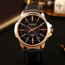 Load image into Gallery viewer, Mens Quartz Businessman Slim Leather Watch Gold Black