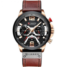 Load image into Gallery viewer, Mens Watch Casual Leather Sport Chronograph Rose Black