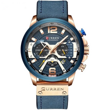 Load image into Gallery viewer, Mens Watch Casual Leather Sport Chronograph Rose Blue
