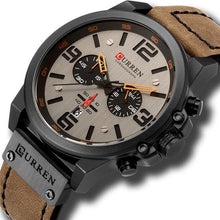 Load image into Gallery viewer, Mens Watch Genuine Leather Chronograph Black Brown