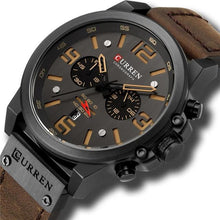 Load image into Gallery viewer, Mens Watch Genuine Leather Chronograph Black Yellow