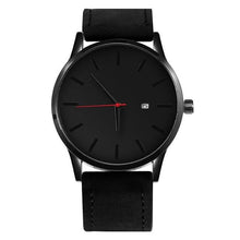 Load image into Gallery viewer, Mens Watch Leather With Calendar Window Black
