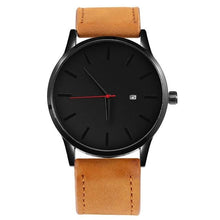 Load image into Gallery viewer, Mens Watch Leather With Calendar Window Brown Black