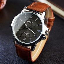 Load image into Gallery viewer, Mens Watch Luxury Businessman Slim Blue Glass Brown Black
