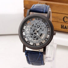 Load image into Gallery viewer, Mens Watch Luxury Skeleton With Leather Blue