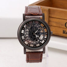Load image into Gallery viewer, Mens Watch Luxury Skeleton With Leather Brown
