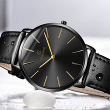 Load image into Gallery viewer, Mens Watch Slim Elegant Luxury Leather Black