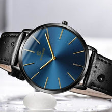 Load image into Gallery viewer, Mens Watch Slim Elegant Luxury Leather Blue Black