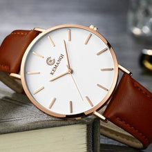 Load image into Gallery viewer, Mens Watch Slim Elegant Luxury Leather Brown