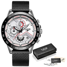 Load image into Gallery viewer, Mens Watch Waterproof Luxury Casual Chronograph Silver White