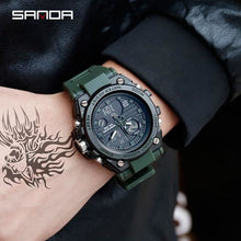 Load image into Gallery viewer, Mens Watch Waterproof Military Sport With Alarm Calendar Light Chronograph Army Green