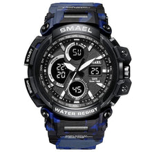 Load image into Gallery viewer, Military Silicone Dual-Clock Chronograph For Men Camo Blue