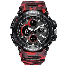 Load image into Gallery viewer, Military Silicone Dual-Clock Chronograph For Men Camo Red