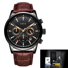 Load image into Gallery viewer, Quartz Movement Leather Mens Watch Black