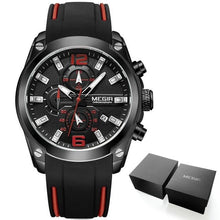 Load image into Gallery viewer, Silicone Band Sports Watch With Luminous Hands Black