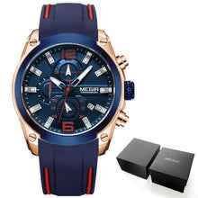 Load image into Gallery viewer, Silicone Band Sports Watch With Luminous Hands Rose Blue