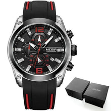 Load image into Gallery viewer, Silicone Band Sports Watch With Luminous Hands Silver Black