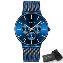 Load image into Gallery viewer, Six-Hand Slim Steel Mesh Watch For Men Blue Gold