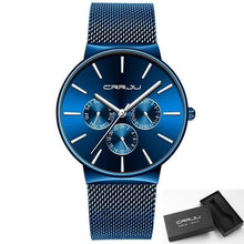 Load image into Gallery viewer, Six-Hand Slim Steel Mesh Watch For Men Blue Silver