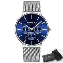 Load image into Gallery viewer, Six-Hand Slim Steel Mesh Watch For Men Silver Blue