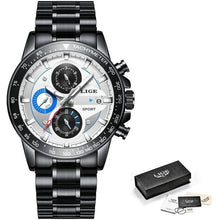 Load image into Gallery viewer, Stainless Steel Chronograph With Back-Light Black White